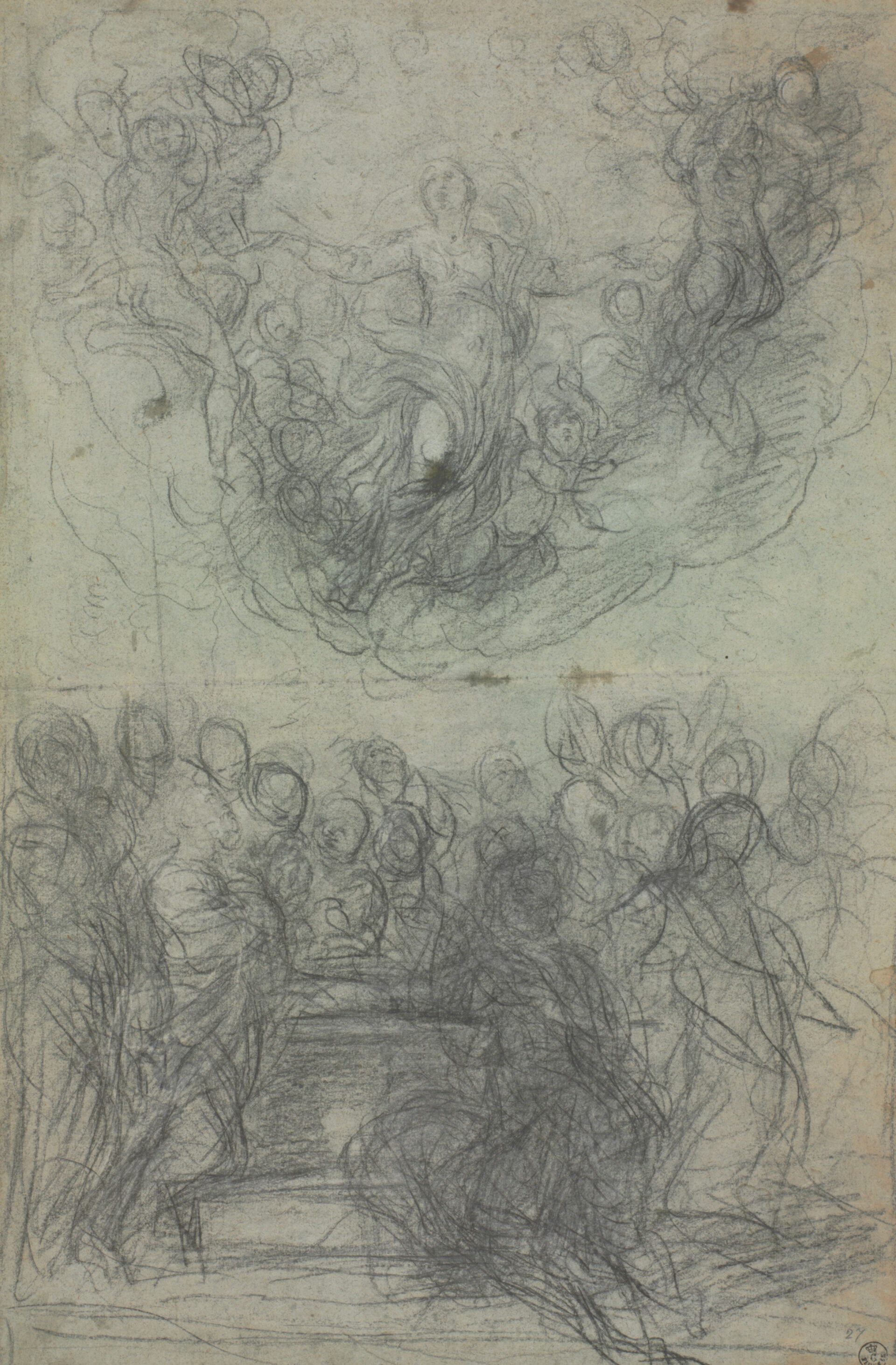 Guido Reni, Studie für eine Himmelfahrt Mariens, 1599–1600, Florenz, Gallerie degli Uffizi, Gabinetto dei Disegni e delle Stampe