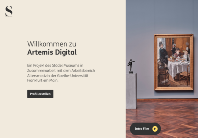 Screenshot aus dem Prototyp „ARTEMIS Digital“, Einstieg, Städel Museum, Frankfurt am Main